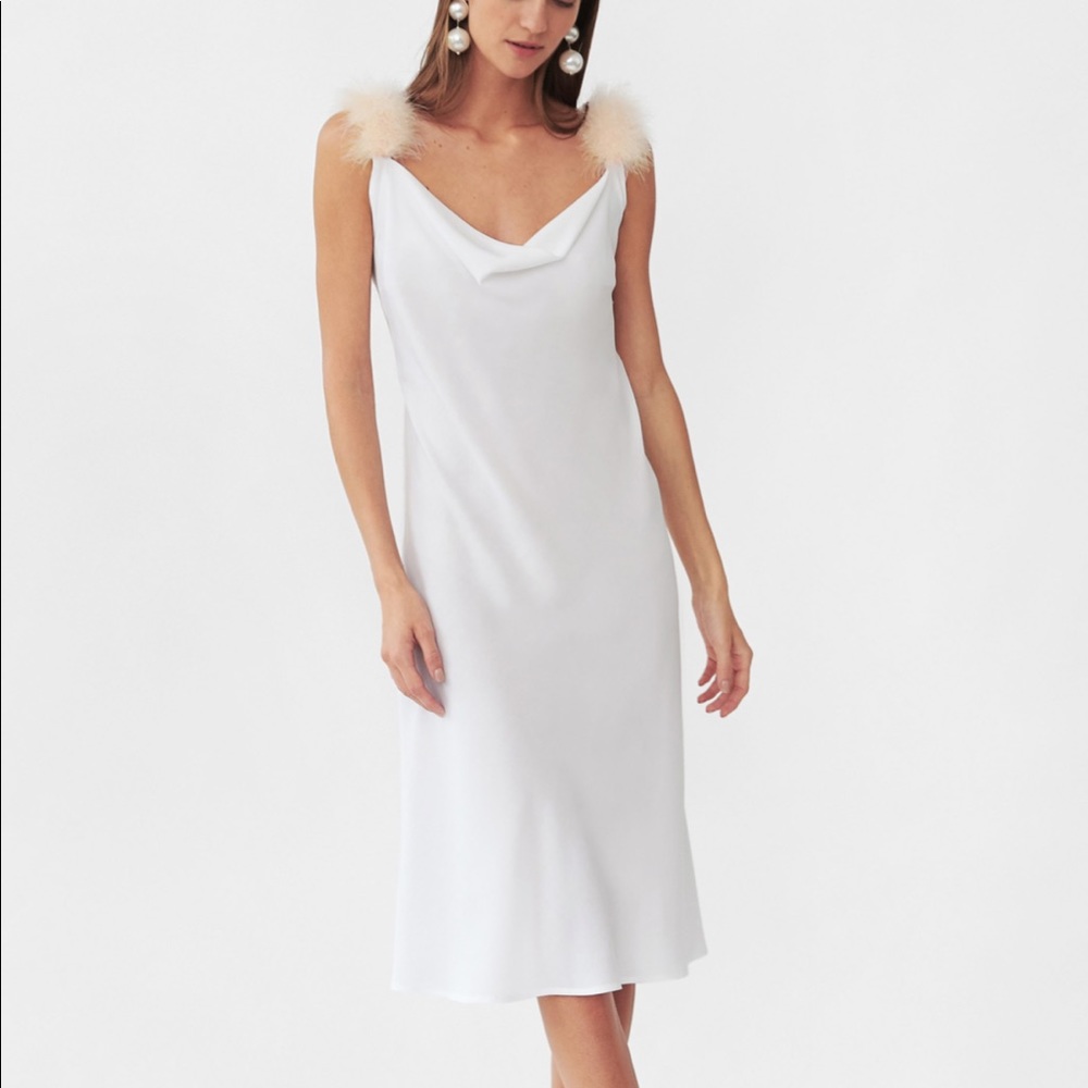 Voulez-Vous Dancer Feather Slip Dress White - XS
